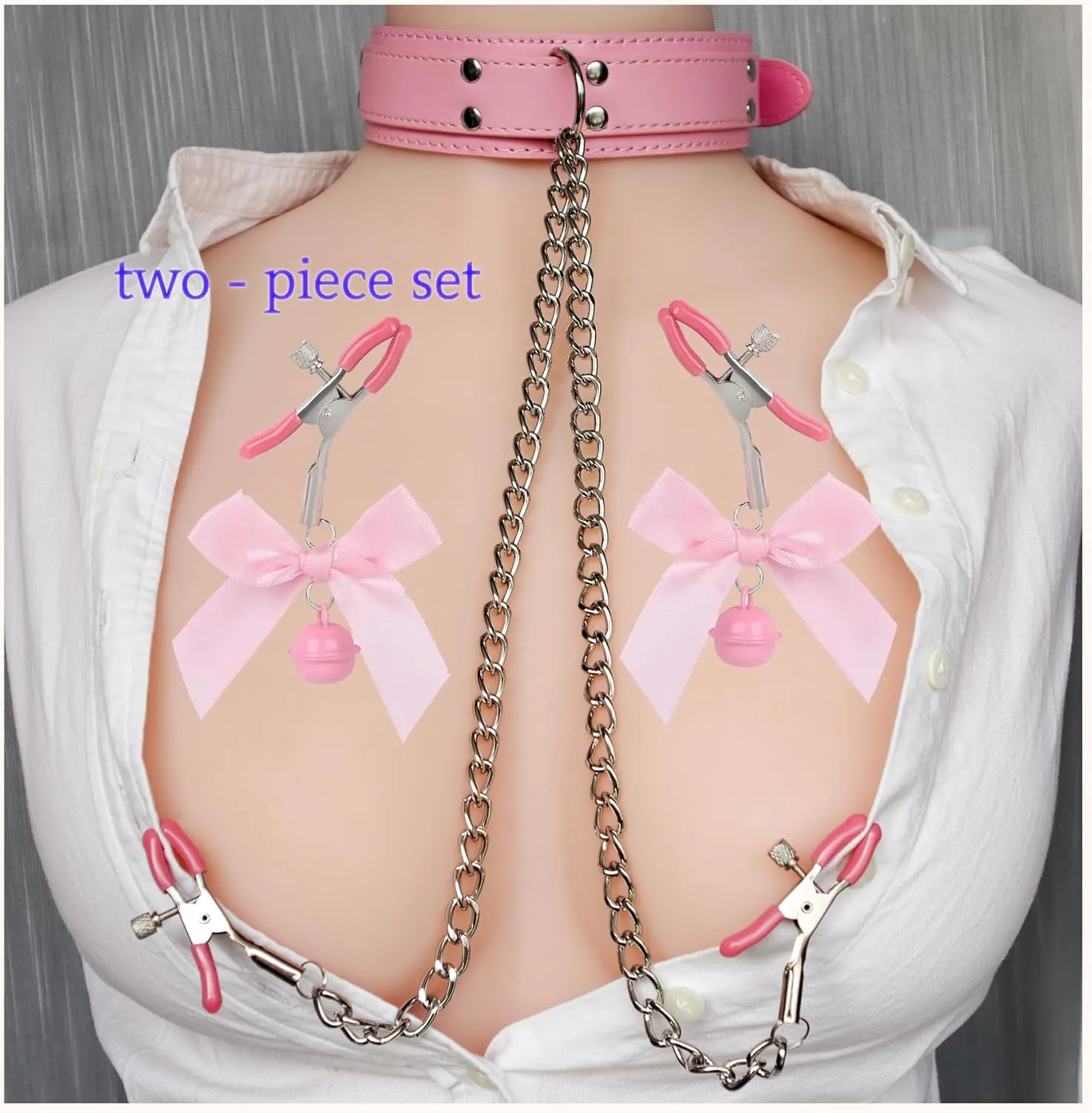 Nipple Clamps with Chain Necklace for Women Non Piercing Adjustable Choker Body Chain Fake Nipple Piercing Jewelry
