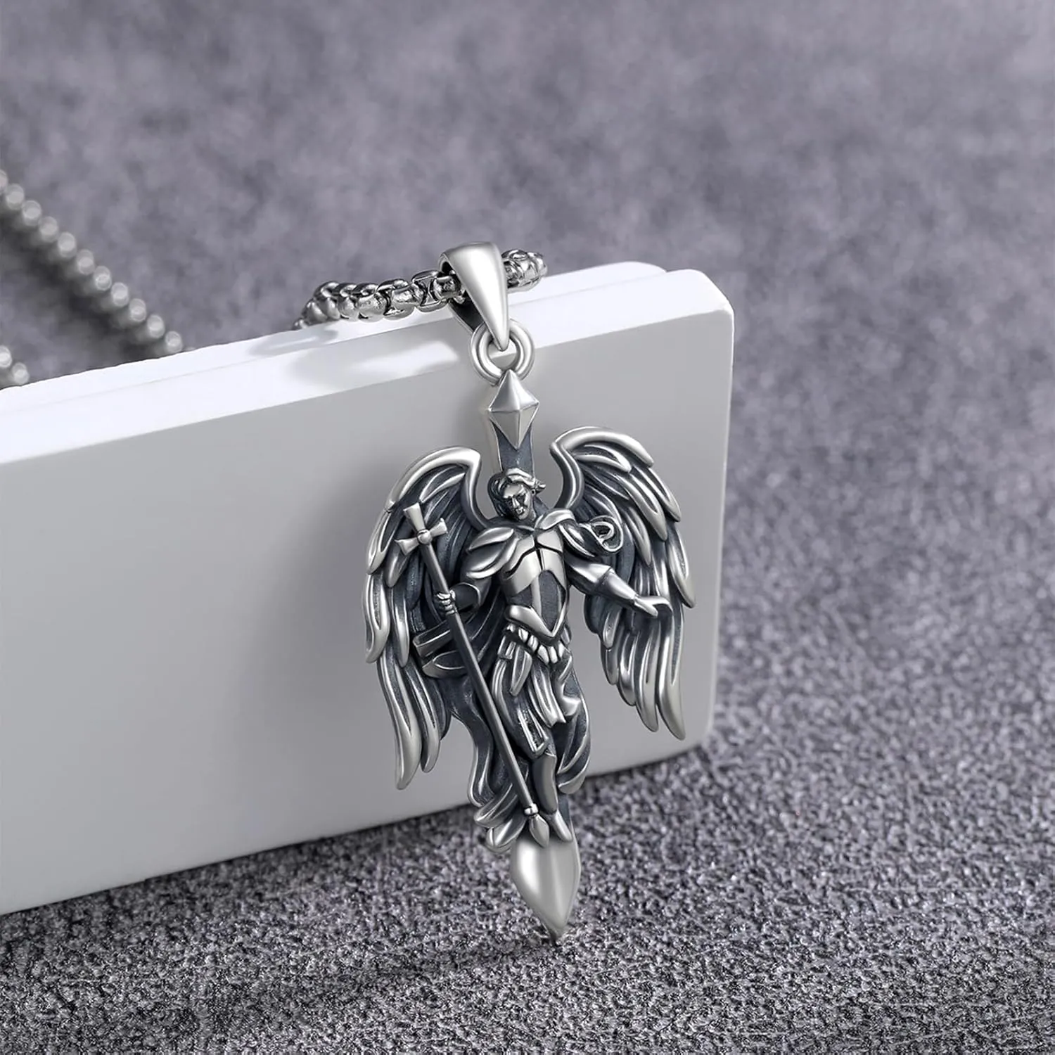 Patron Saint Necklace 925 Sterling Silver Amulet Necklace Religious Jewelry for Men Women