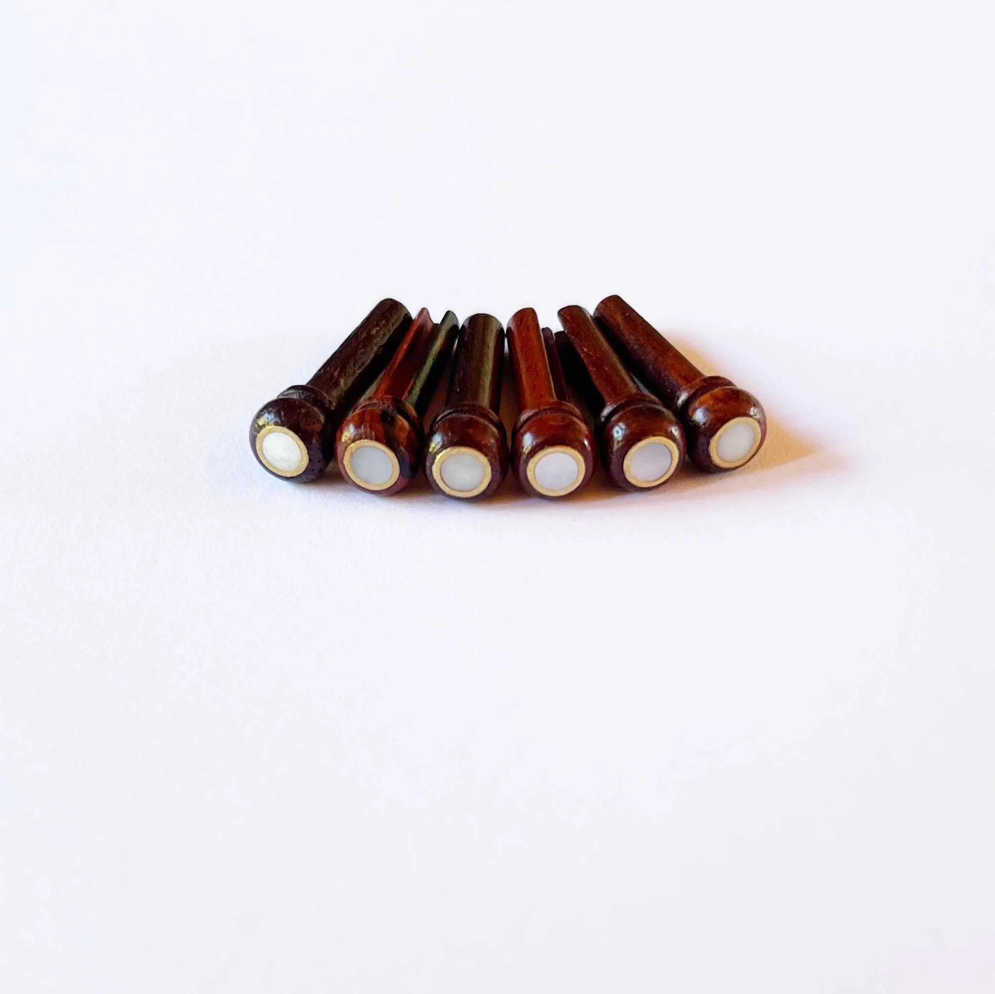 Pearl Inlaid Cocobolo & Brass Bridge Pins