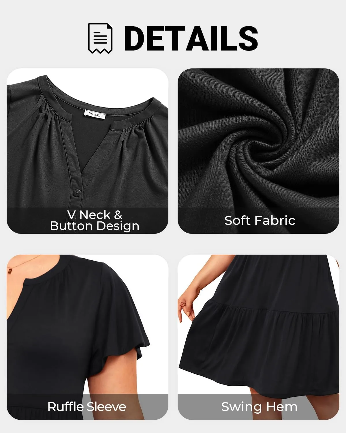 Plus Size Summer Dress - Casual Sundress Beach Short Sleeve V Neck Tiered Button Up Boho Midi Flowy Sun Dresses Women