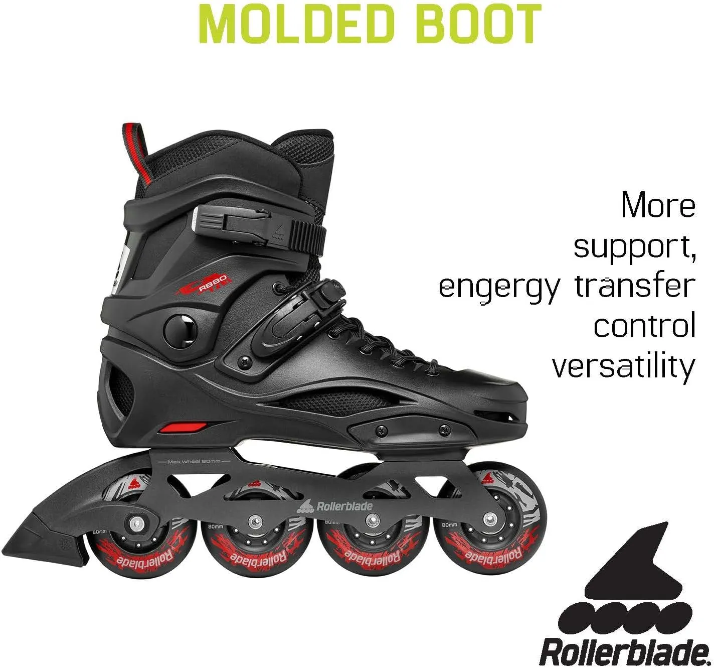 Rollerblade RB 80 Men's Urban Inline Skate, Black and Red