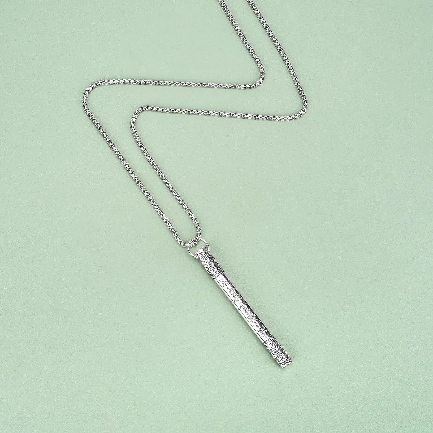 Silver Tibetan Prayer Wheel - Spinning Buddhist Mantra Necklace, Bless Peace And Good Luck, Pendant Prayer Locket
