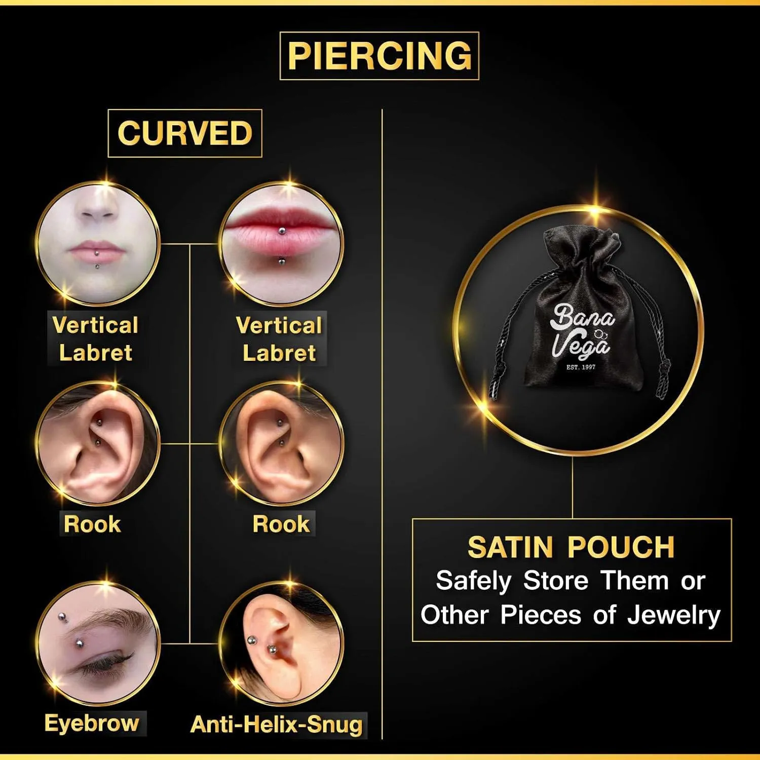 Surgical Steel Curved Barbell Ring 16g 5/16 8mm 3mm Ferido Ball Helix Earring Eyebrow Piercing Jewelry Choose Colors and Size
