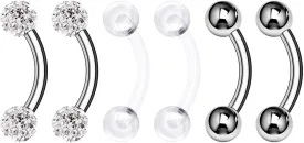 Surgical Steel Curved Barbell Ring 16g 5/16 8mm 3mm Ferido Ball Helix Earring Eyebrow Piercing Jewelry Choose Colors and Size
