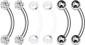 Surgical Steel Curved Barbell Ring 16g 5/16 8mm 3mm Ferido Ball Helix Earring Eyebrow Piercing Jewelry Choose Colors and Size