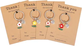 Teacher Appreciation Keychain Gifts in Bulk Teacher Day Christmas Gift Thank You for Helping Me Grow Keychain