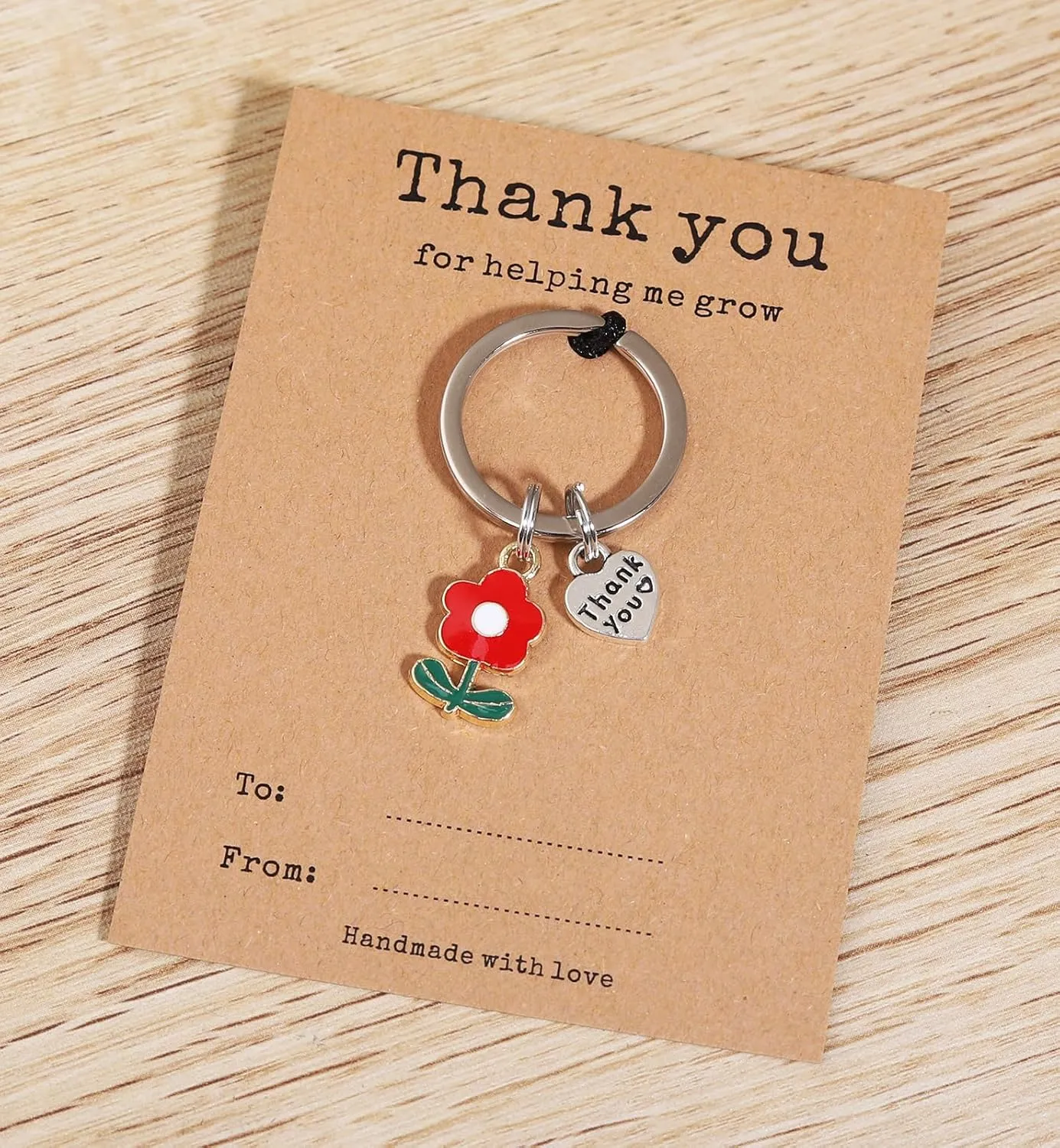 Teacher Appreciation Keychain Gifts in Bulk Teacher Day Christmas Gift Thank You for Helping Me Grow Keychain