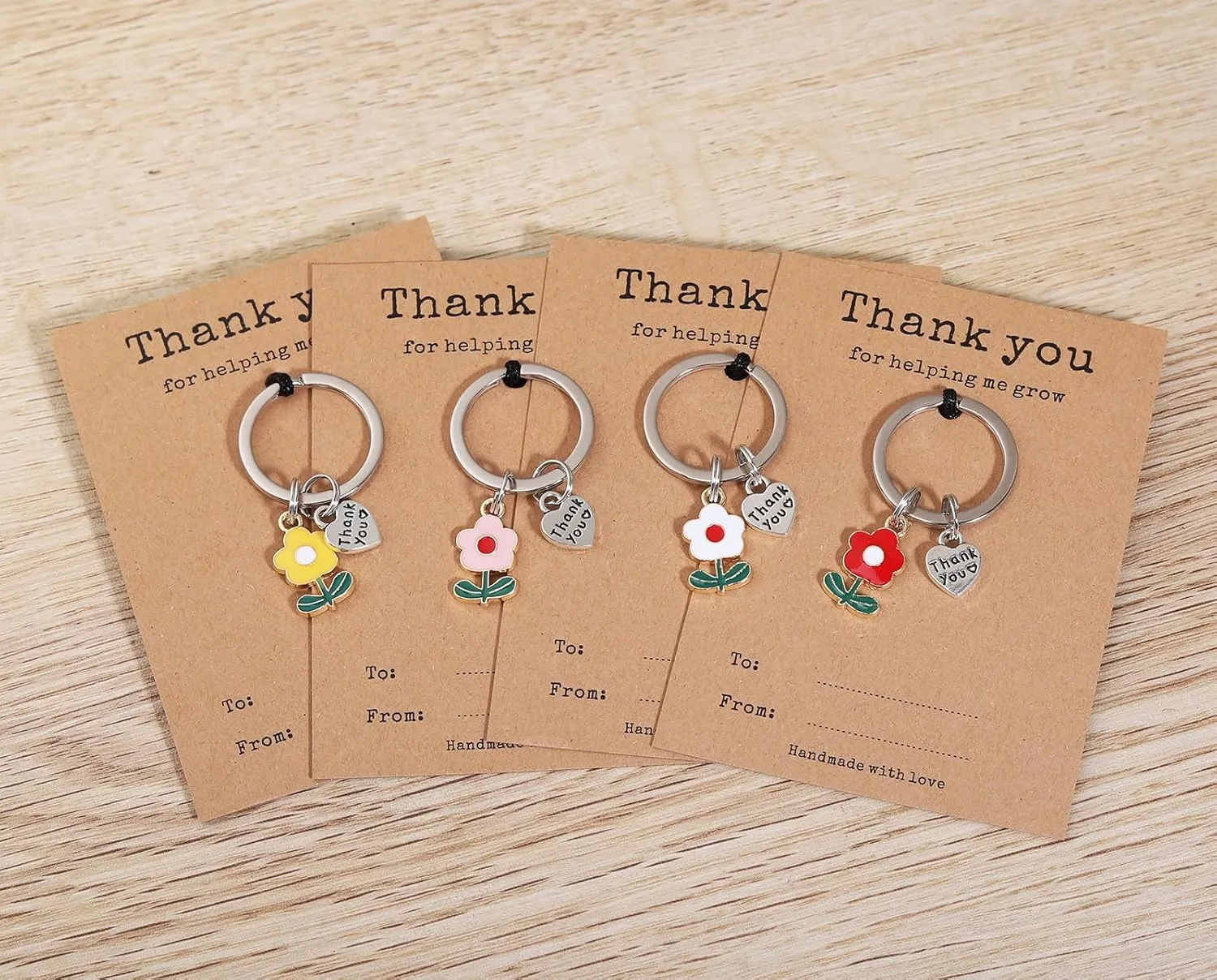 Teacher Appreciation Keychain Gifts in Bulk Teacher Day Christmas Gift Thank You for Helping Me Grow Keychain