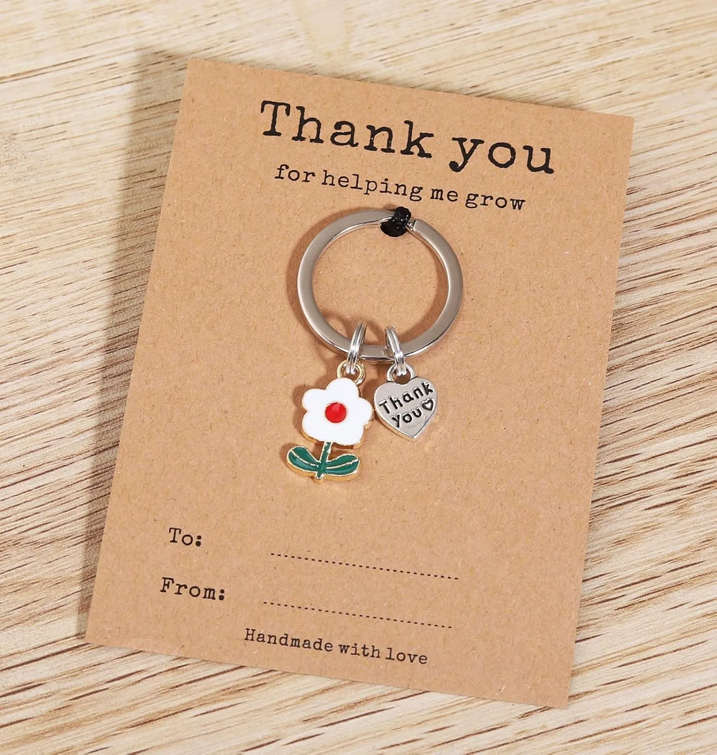 Teacher Appreciation Keychain Gifts in Bulk Teacher Day Christmas Gift Thank You for Helping Me Grow Keychain