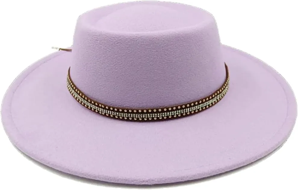 Unisex Fedora Hat Women's Jazz Hat Men's Classic Flat Top Fedora Hat