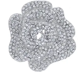 White Gold/Rose Gold Plated Women's Crystal Rhinestone Rose Flower Shape Brooch Pins for Women Lady