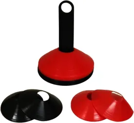 WODFitters 20-Pack Agility Cones  Soccer, Football Training Agility Cones  Red and Black  Extra-Durable Material  Indoor and Outdoor Use  Increase Speed and Agility