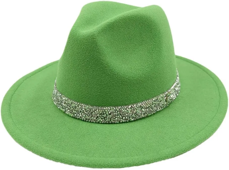 Women Fedora Hats with Diamond Band Fashion Wedding Party Jazz Cap Unisex Church Hat Bucket Hats
