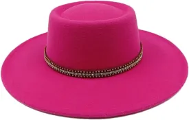 Women's Fedora Hat Jazz Hat Men's Classic Flat Top Fedora Hat Classic Wide Brimmed Soft Woolen Hat