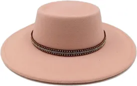Women's Fedora Hat Jazz Hat Men's Classic Flat Top Fedora Hat Classic Wide Brimmed Soft Woolen Hat