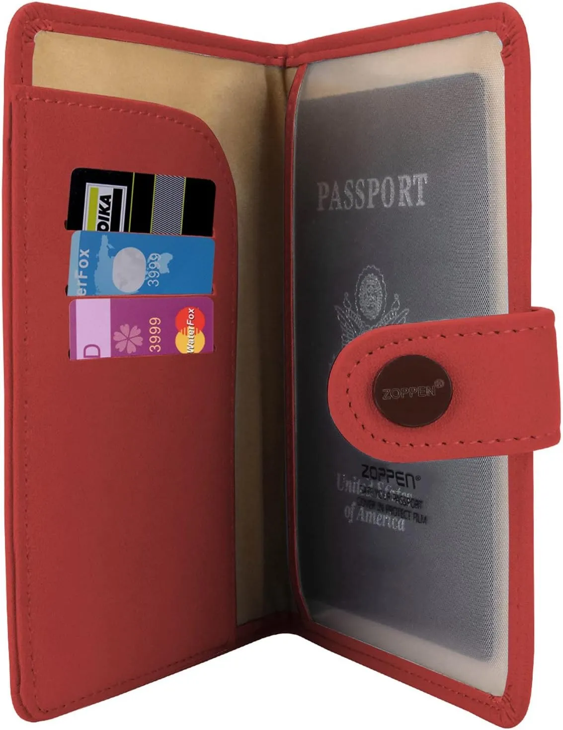 ZOPPEN Passport Holder Women, Passport Cover Travel Wallet Rfid Blocking Passport Wallet Cover Case Travel Essentials Document Organizer, Scarlet Red