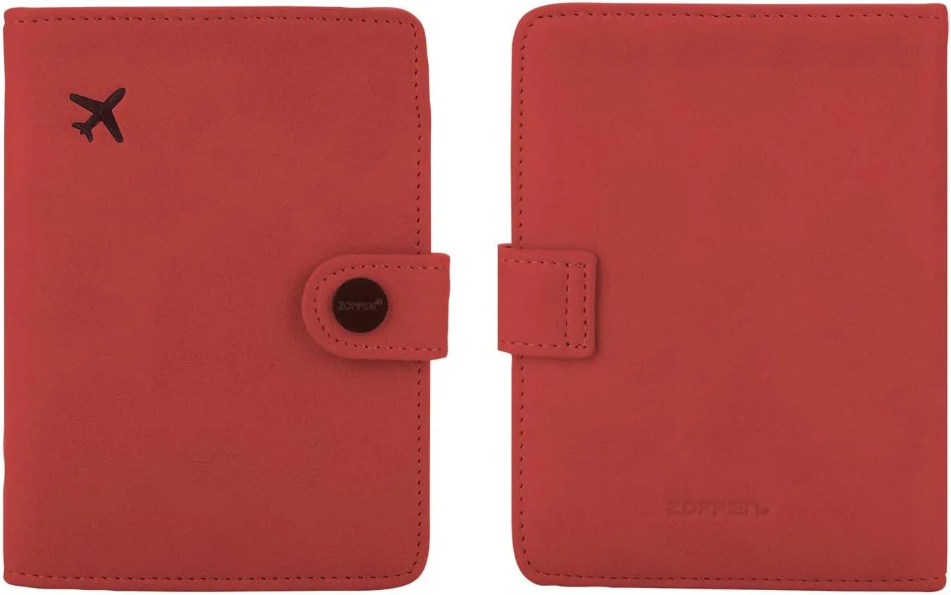 ZOPPEN Passport Holder Women, Passport Cover Travel Wallet Rfid Blocking Passport Wallet Cover Case Travel Essentials Document Organizer, Scarlet Red