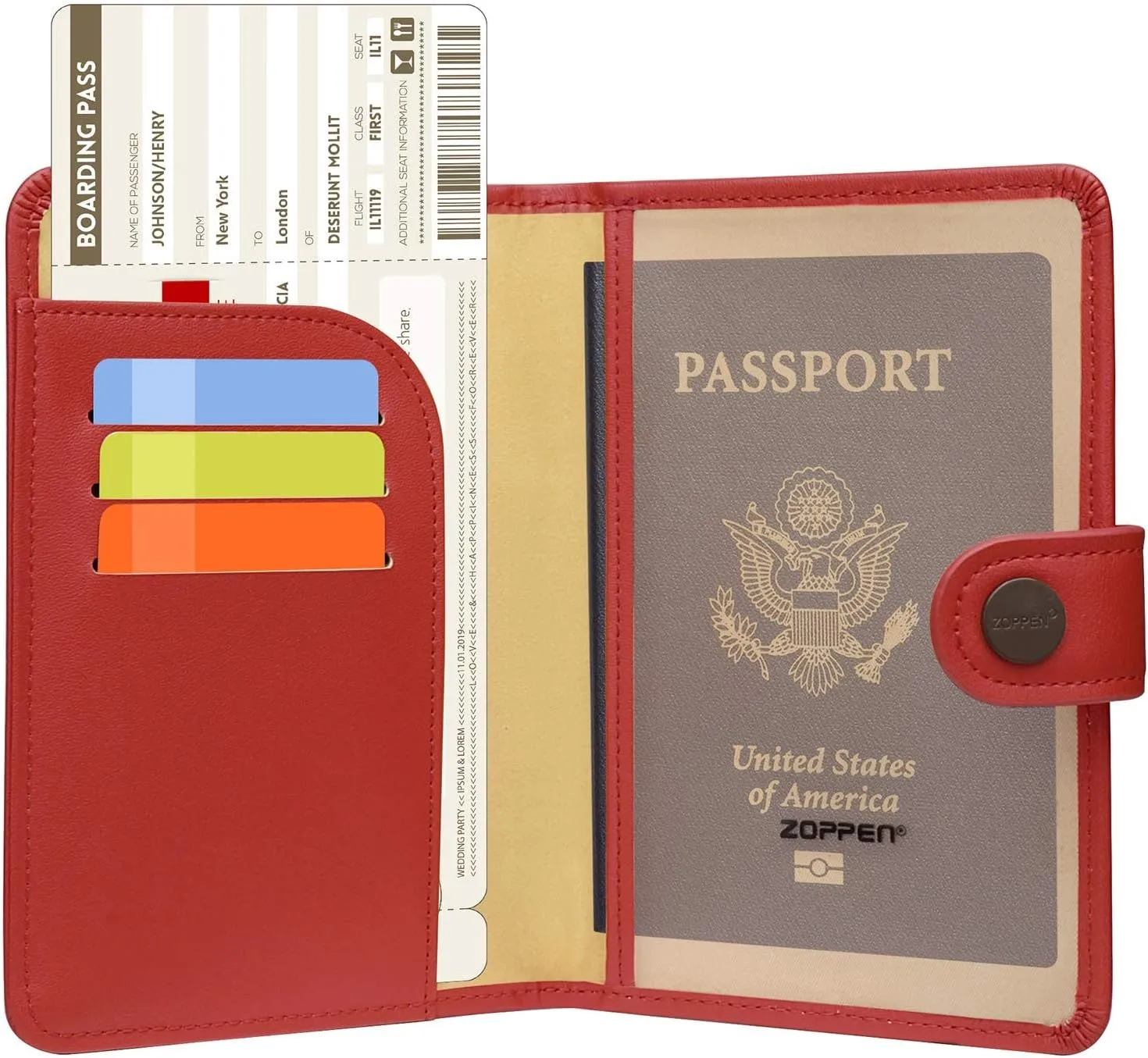 ZOPPEN Passport Holder Women, Passport Cover Travel Wallet Rfid Blocking Passport Wallet Cover Case Travel Essentials Document Organizer, Scarlet Red